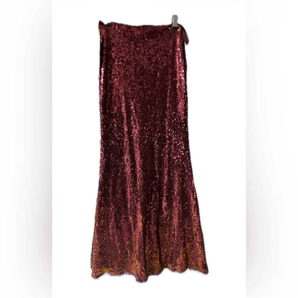 Glamorous Burgundy Sequin Maxi Skirt